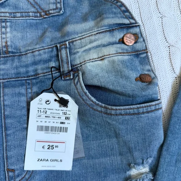 Zara Girl’s Denim Overalls NEW Size 11-12 Teens Cute Fall Outfit Jeans Pants - Picture 5 of 11